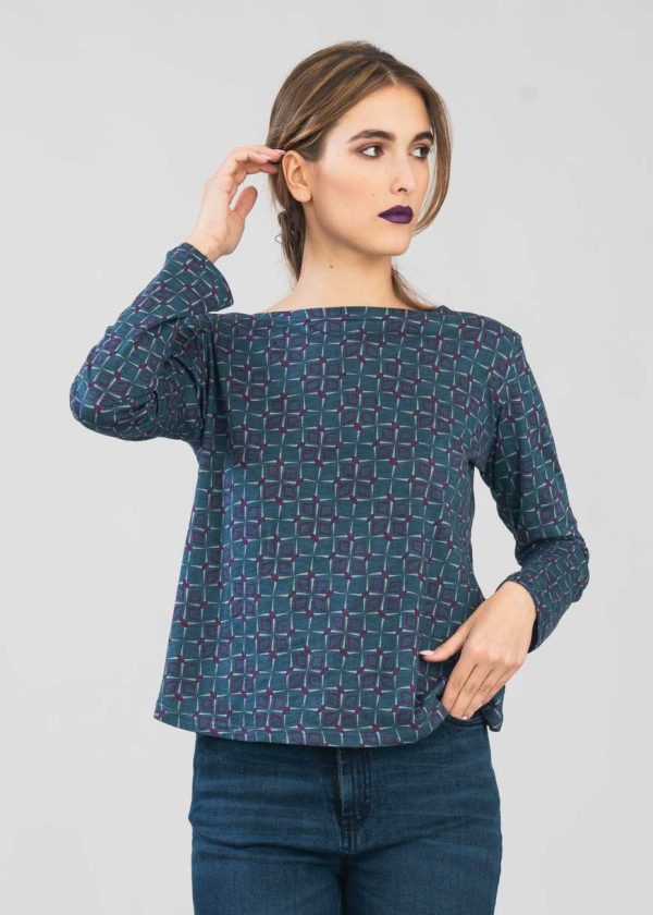AURIGA Blusa jersey scollo a barchetta