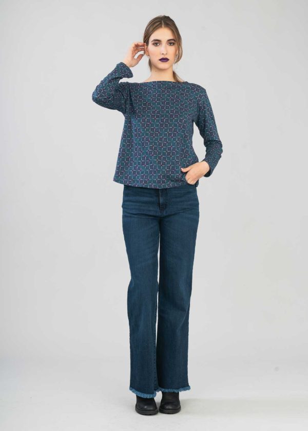 AURIGA Blusa jersey scollo a barchetta - immagine 2