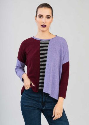 Maglione in Misto Cachmere con Design a Blocchi