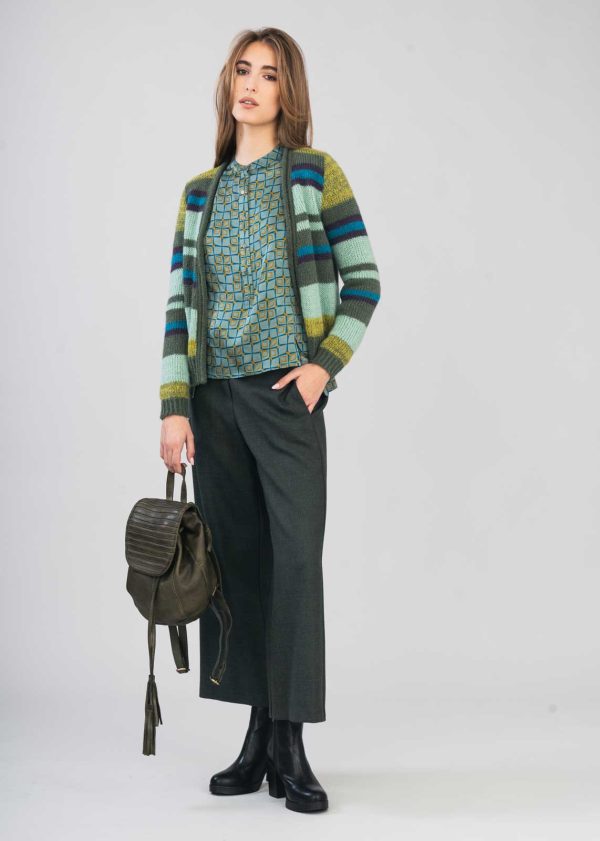 Cardigan a Righe Multicolore in Mohair - immagine 5