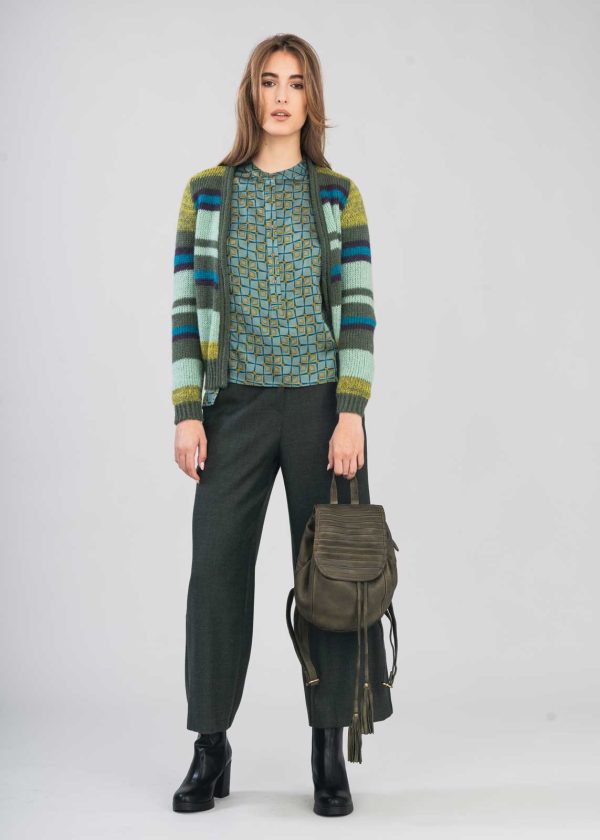 Cardigan a Righe Multicolore in Mohair - immagine 2