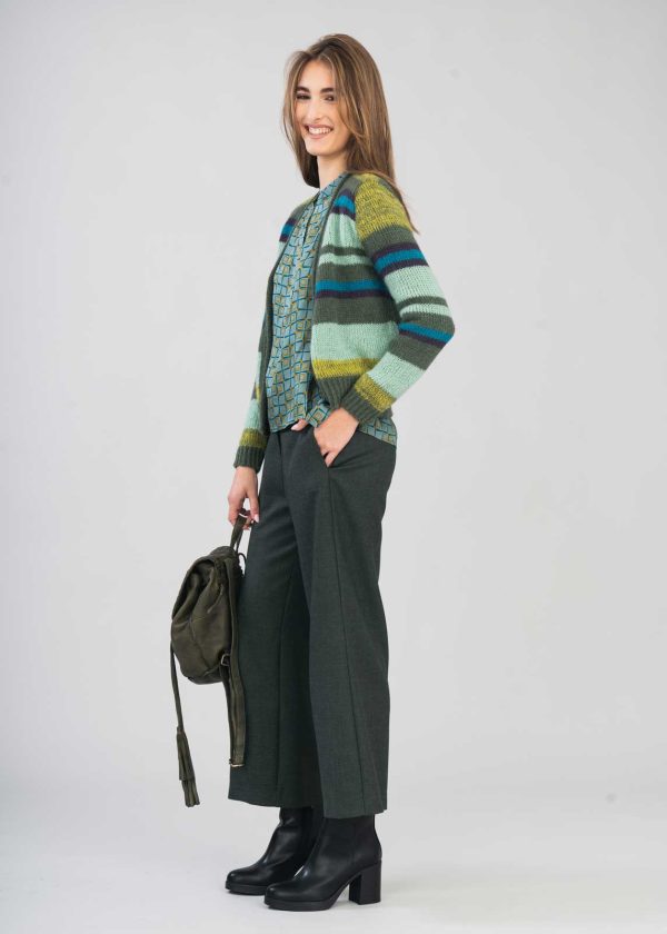 Cardigan a Righe Multicolore in Mohair - immagine 3