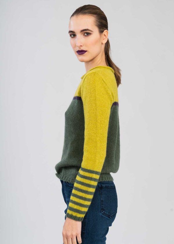 Maglione Bicolore Geometrico in Mohair - immagine 4