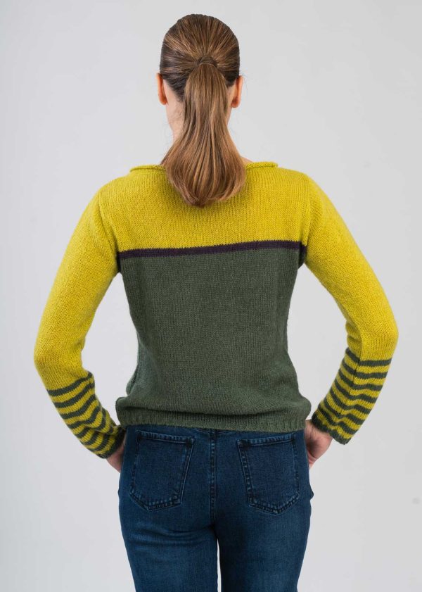 Maglione Bicolore Geometrico in Mohair - immagine 3