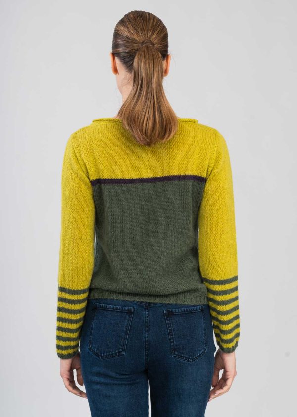 Maglione Bicolore Geometrico in Mohair - immagine 2